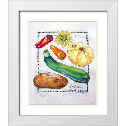 Kitchen Veggies II White Modern Wood Framed Art Print with Double Matting by St. Hilaire, Elizabeth