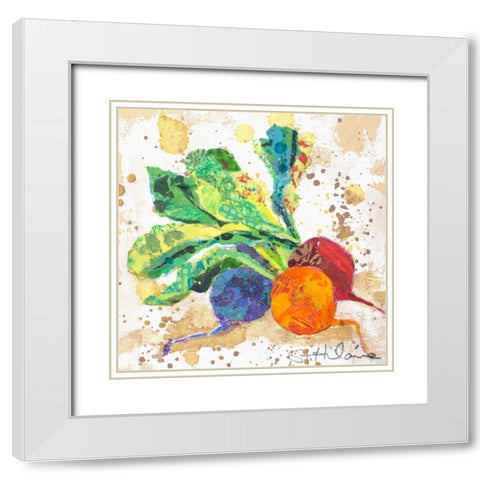 Veggie Splash I White Modern Wood Framed Art Print with Double Matting by St. Hilaire, Elizabeth