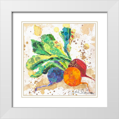 Veggie Splash I White Modern Wood Framed Art Print with Double Matting by St. Hilaire, Elizabeth