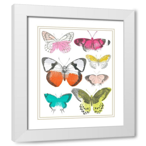 Chromatic Butterflies I White Modern Wood Framed Art Print with Double Matting by Vess, June Erica