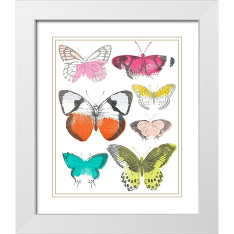 Chromatic Butterflies I White Modern Wood Framed Art Print with Double Matting by Vess, June Erica
