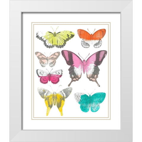 Chromatic Butterflies II White Modern Wood Framed Art Print with Double Matting by Vess, June Erica