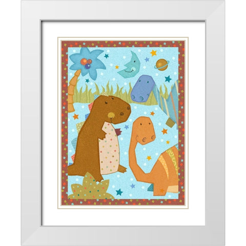 Dino Friends II White Modern Wood Framed Art Print with Double Matting by Eisner, Viv