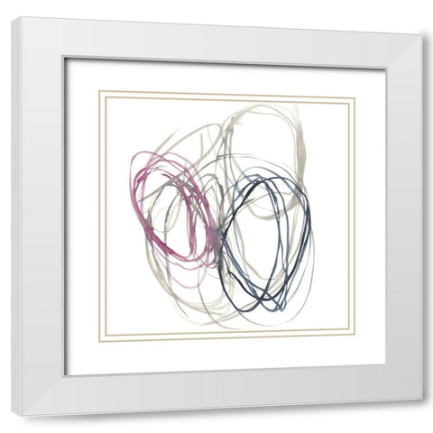 Magenta Rounds I White Modern Wood Framed Art Print with Double Matting by Goldberger, Jennifer
