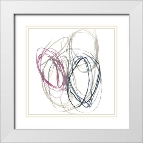 Magenta Rounds I White Modern Wood Framed Art Print with Double Matting by Goldberger, Jennifer