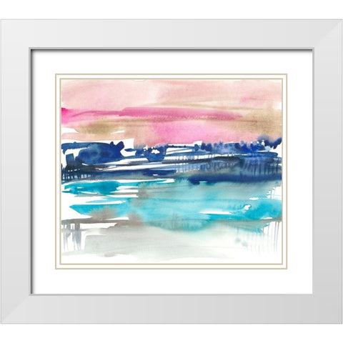 Indigo Sunset I White Modern Wood Framed Art Print with Double Matting by Goldberger, Jennifer