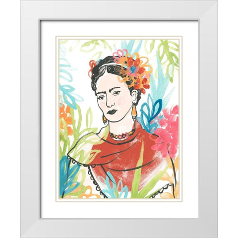 Portrait of Frida  I White Modern Wood Framed Art Print with Double Matting by Vess, June Erica