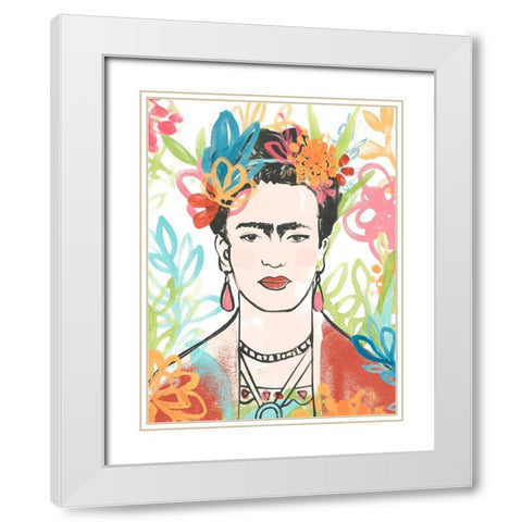 Portrait of Frida  II White Modern Wood Framed Art Print with Double Matting by Vess, June Erica