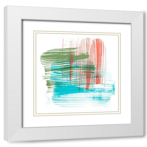 Color Swipe I White Modern Wood Framed Art Print with Double Matting by Chandler, Sharon