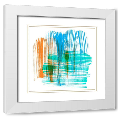 Color Swipe III White Modern Wood Framed Art Print with Double Matting by Chandler, Sharon