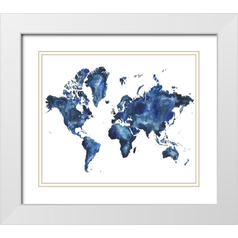 Water World I White Modern Wood Framed Art Print with Double Matting by Popp, Grace