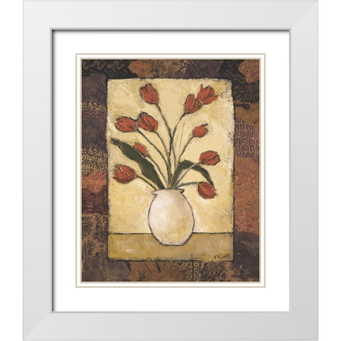 Blooms in Border II White Modern Wood Framed Art Print with Double Matting by Bagnato, Judi