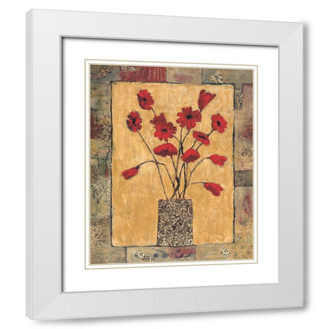 Blooms in Border III White Modern Wood Framed Art Print with Double Matting by Bagnato, Judi