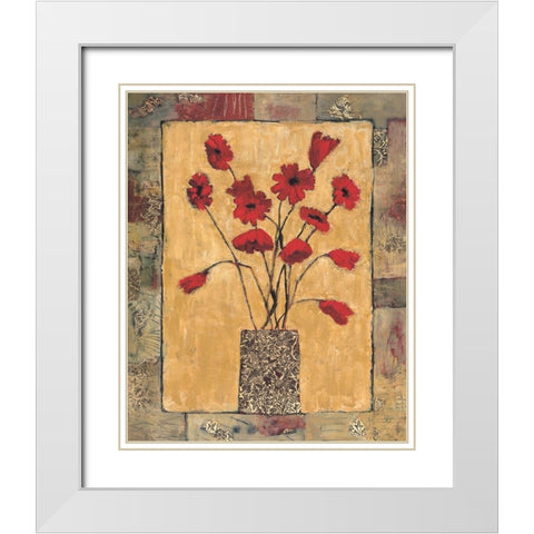Blooms in Border III White Modern Wood Framed Art Print with Double Matting by Bagnato, Judi