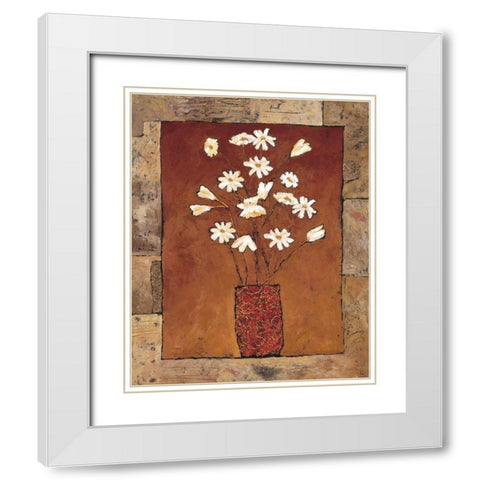 Blooms in Border IV White Modern Wood Framed Art Print with Double Matting by Bagnato, Judi