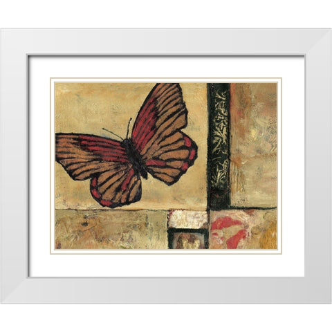Butterfly in Border I White Modern Wood Framed Art Print with Double Matting by Bagnato, Judi