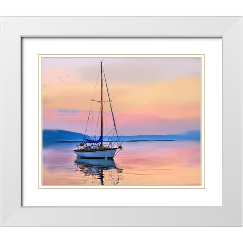 Sailing Portrait I White Modern Wood Framed Art Print with Double Matting by Kalina, Emily