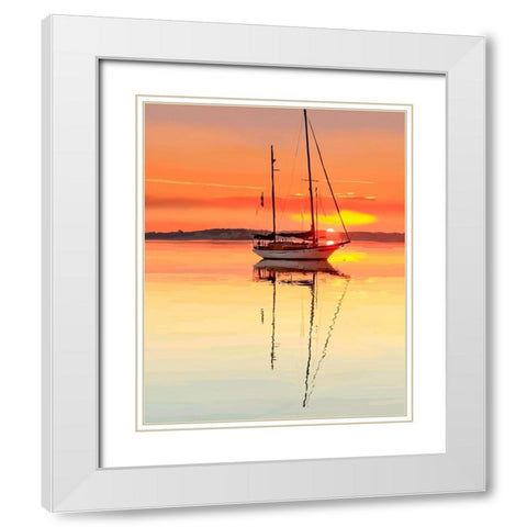 Sailing Portrait V White Modern Wood Framed Art Print with Double Matting by Kalina, Emily
