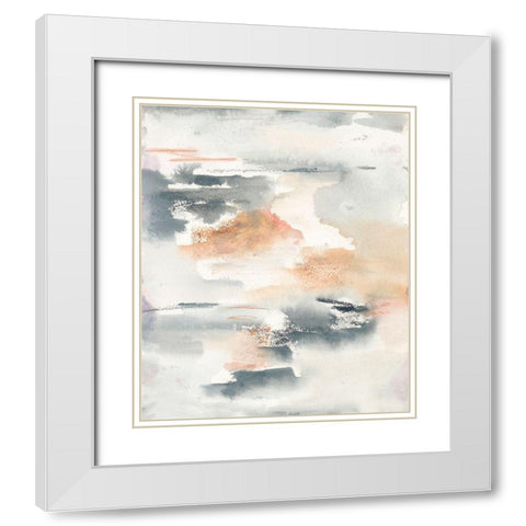 Lily Pad Impressions II White Modern Wood Framed Art Print with Double Matting by Combs, Joyce