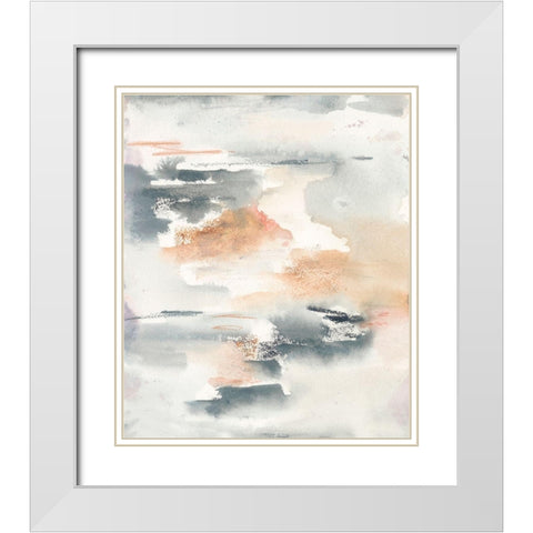 Lily Pad Impressions II White Modern Wood Framed Art Print with Double Matting by Combs, Joyce