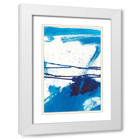 Blue Mystic I White Modern Wood Framed Art Print with Double Matting by Combs, Joyce