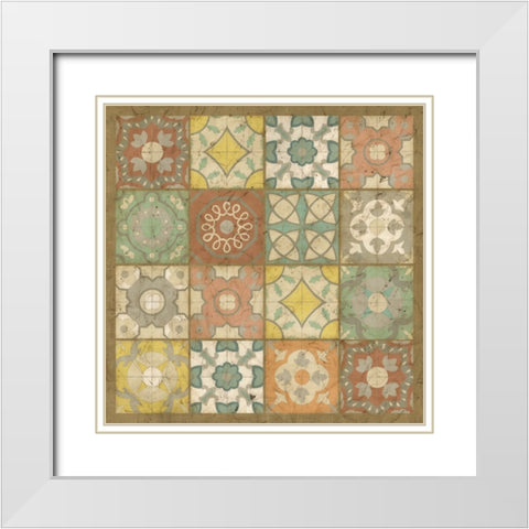 Non-Embellished Barcelona Tiles II White Modern Wood Framed Art Print with Double Matting by Zarris, Chariklia