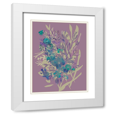 Slate Flowers on Mauve I White Modern Wood Framed Art Print with Double Matting by Zarris, Chariklia