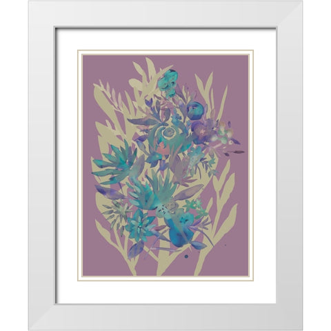 Slate Flowers on Mauve II White Modern Wood Framed Art Print with Double Matting by Zarris, Chariklia