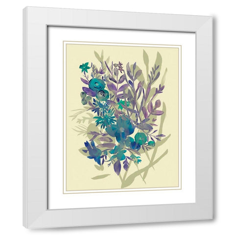 Slate Flowers on Cream I White Modern Wood Framed Art Print with Double Matting by Zarris, Chariklia