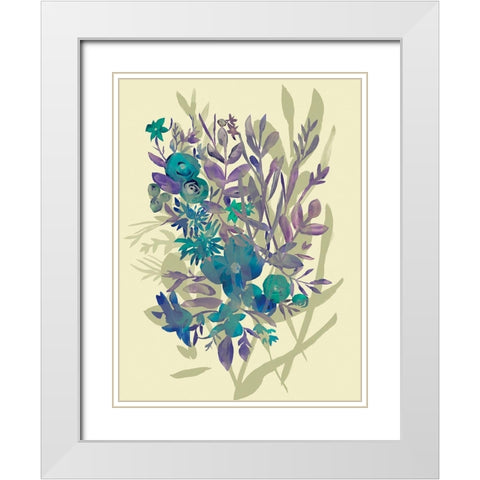 Slate Flowers on Cream I White Modern Wood Framed Art Print with Double Matting by Zarris, Chariklia