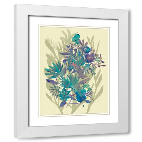 Slate Flowers on Cream II White Modern Wood Framed Art Print with Double Matting by Zarris, Chariklia