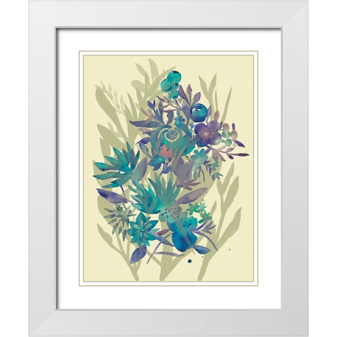 Slate Flowers on Cream II White Modern Wood Framed Art Print with Double Matting by Zarris, Chariklia