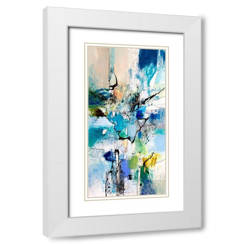 Blue and Green I White Modern Wood Framed Art Print with Double Matting by Gardner, Jennifer