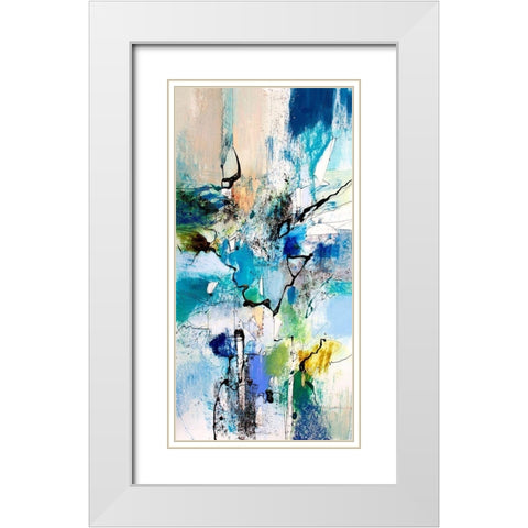 Blue and Green I White Modern Wood Framed Art Print with Double Matting by Gardner, Jennifer