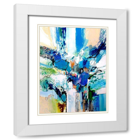 Blue and Green II White Modern Wood Framed Art Print with Double Matting by Gardner, Jennifer