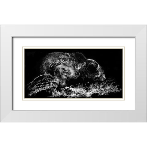 Theres a Fish Here White Modern Wood Framed Art Print with Double Matting by Chapman, Julie T.