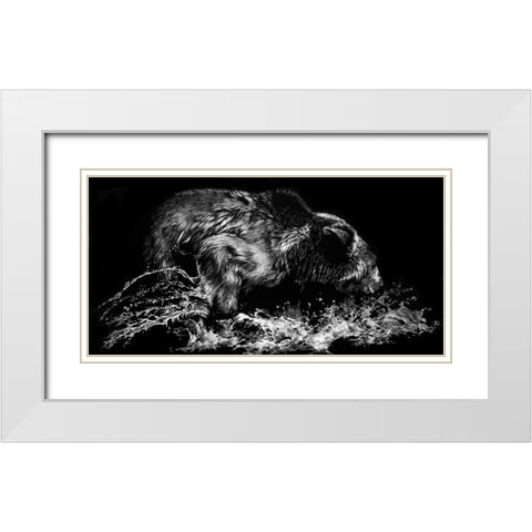 Theres a Fish Here White Modern Wood Framed Art Print with Double Matting by Chapman, Julie T.