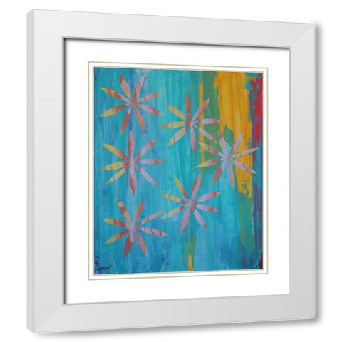 Stained Glass Blooms I White Modern Wood Framed Art Print with Double Matting by Avondet, Natalie