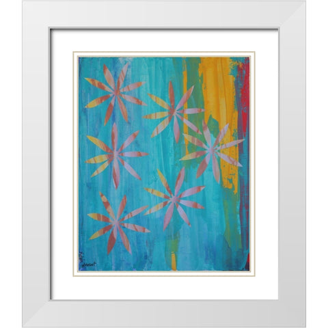 Stained Glass Blooms I White Modern Wood Framed Art Print with Double Matting by Avondet, Natalie
