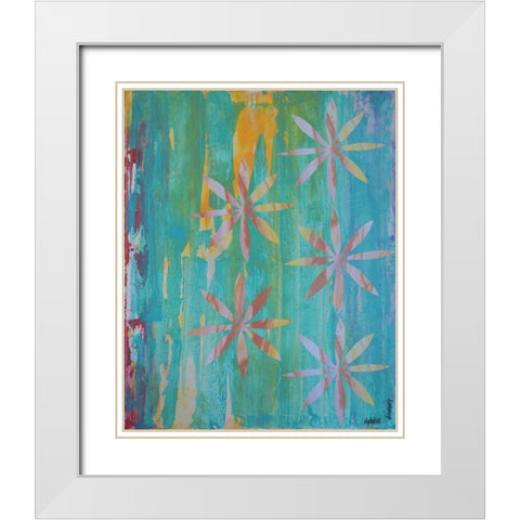 Stained Glass Blooms II White Modern Wood Framed Art Print with Double Matting by Avondet, Natalie
