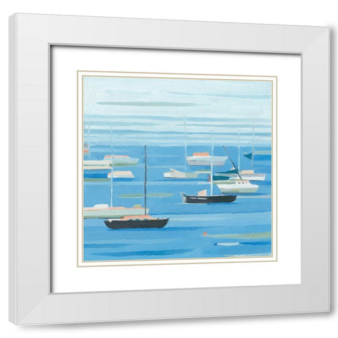 Summer Regatta II White Modern Wood Framed Art Print with Double Matting by Scarvey, Emma