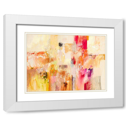 Red And Gold Abstract II White Modern Wood Framed Art Print with Double Matting by Gardner, Jennifer