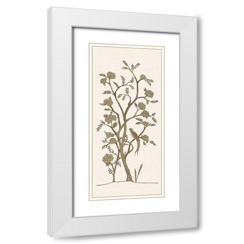 Sepia Chinoiserie I White Modern Wood Framed Art Print with Double Matting by Zarris, Chariklia