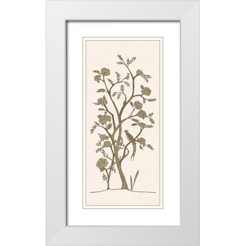 Sepia Chinoiserie I White Modern Wood Framed Art Print with Double Matting by Zarris, Chariklia