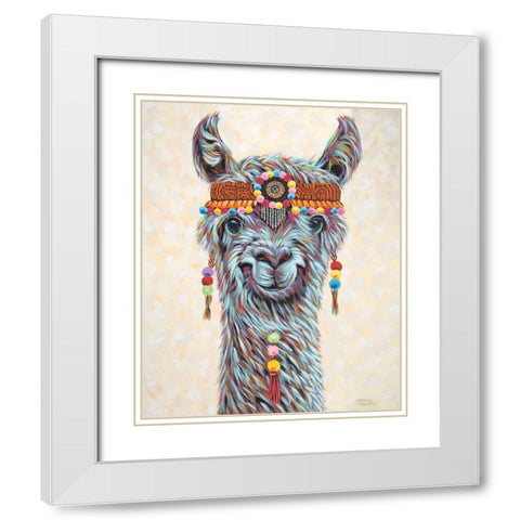 Hippie Llama I White Modern Wood Framed Art Print with Double Matting by Vitaletti, Carolee