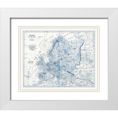 Europe in Shades of Blue White Modern Wood Framed Art Print with Double Matting by Vision Studio