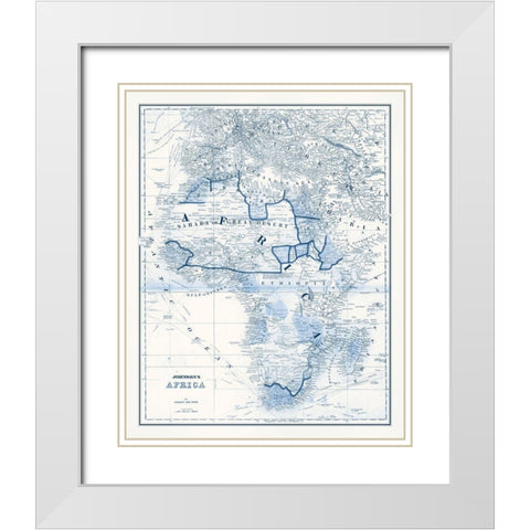 Africa in Shades of Blue White Modern Wood Framed Art Print with Double Matting by Vision Studio