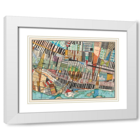 Modern Map of Montreal White Modern Wood Framed Art Print with Double Matting by Galapon, Nikki