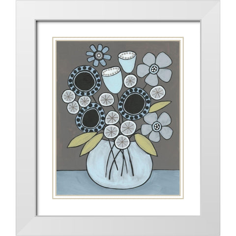 Happy Garden Flowers I White Modern Wood Framed Art Print with Double Matting by Moore, Regina