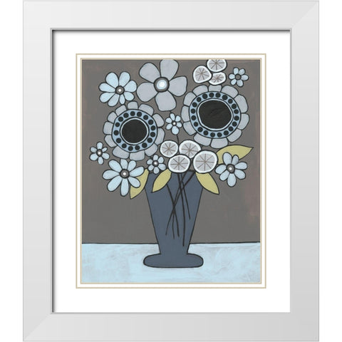 Happy Garden Flowers II White Modern Wood Framed Art Print with Double Matting by Moore, Regina